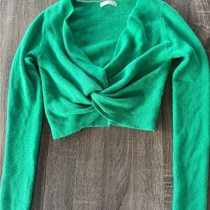 Active USA Vibrant Green Twist Front Crop Top